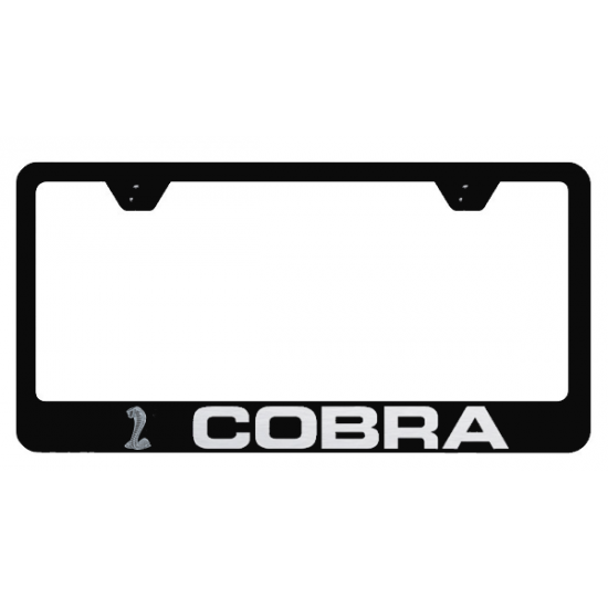 Black Metal License Plate Frame with COBRA + Snake logo